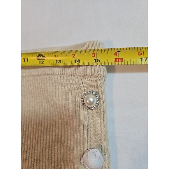 Stitches & Stripes Lilit Mini Skirt Latte Beige pull on Pearl buttons size L New - Picture 14 of 16